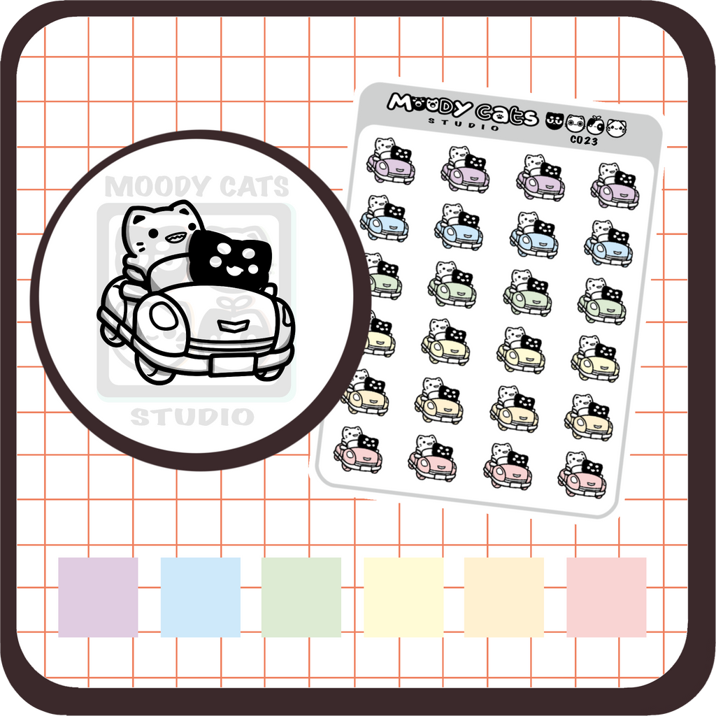 Car Kitties Pastels