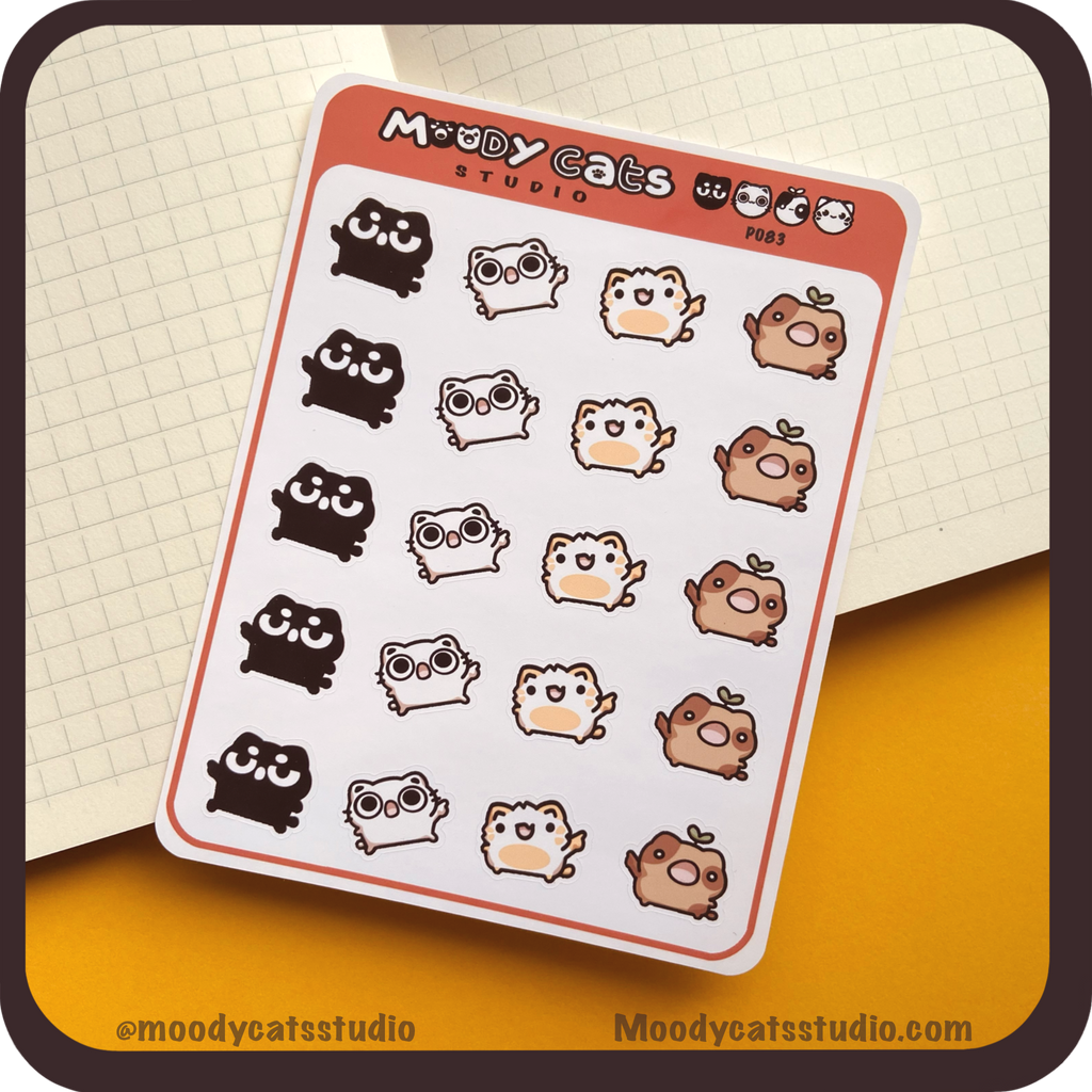 Sticker sheet of Cats pointing