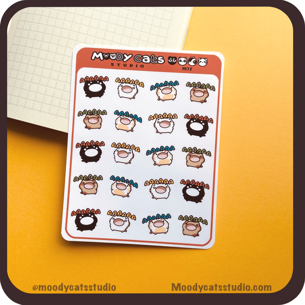 Sticker sheet of cats screaming AAAAAA