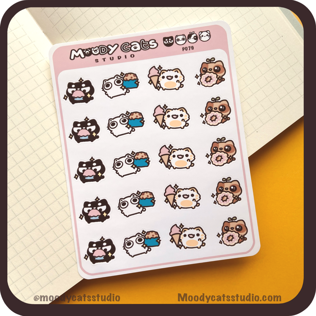 Sticker Sheet of Cats with sweets