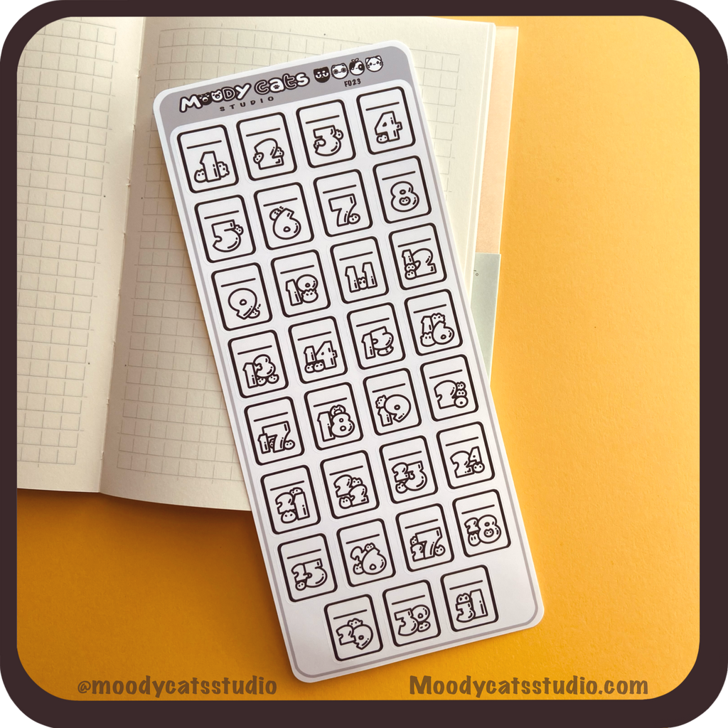 Sticker Sheet of undated monthly numbers